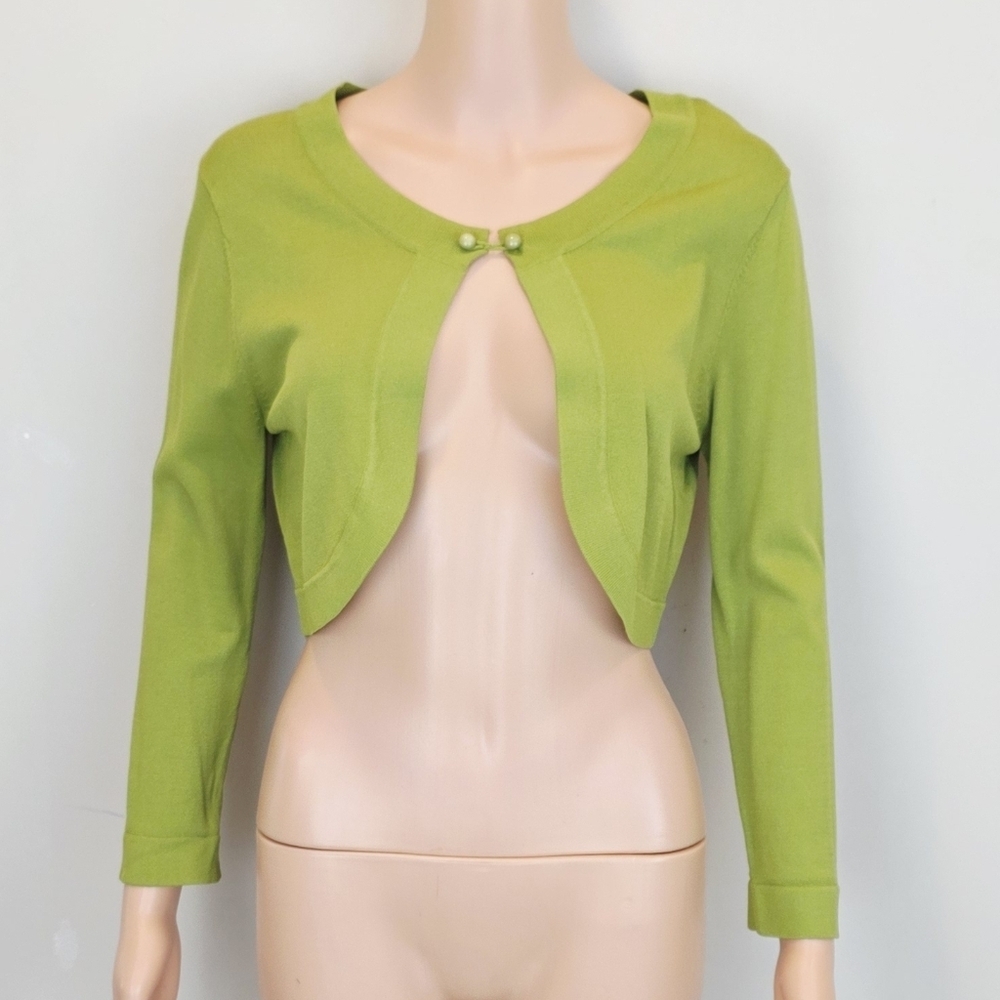 Jessica Howard Green Long Sleeve Crop Cardigan Sweater